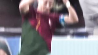 soccer player with the skill of the god Zeus until he is dizzy made by muscles of steel bones