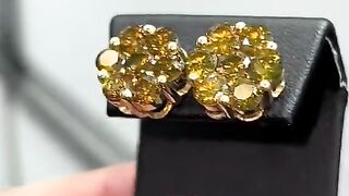 Solid Gold & Yellow Canary Diamond Flower Set Earrings