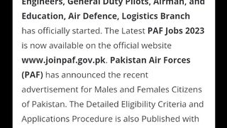 PAF Jobs|jobs in paf 2023| jobs in pak air force 2023|vacancies in pak air force 2023