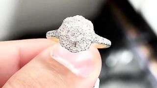 Real Diamond & Solid Gold Baguette Flower Ladies Ring