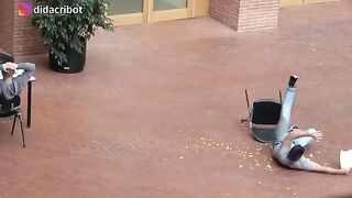 Falling from chairs in the library