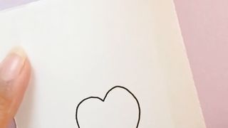 Draw cute heart and cat