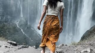 Nature , Woman and waterfall