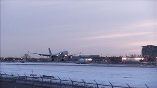 Air Transat Plane Smooth Landing In Snow Airport Amazing Video