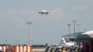Emirates Airline Landing At Prague Airport
