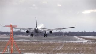 Plane Smooth Landing At Montreal Airport