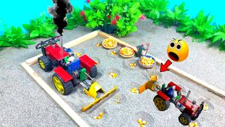 diy mini tractor ploughing corn field | diy tractor | farm daroma