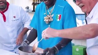 Kodak Black making pizza from scratch in Italy