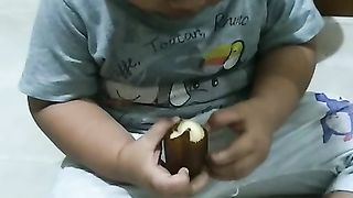 Cute Baby and snakefruit