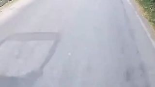 Baby's Scary Run onto Road