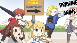 Drawing Anime (Heroine fight) | My Hero Academia | Fairy Tail | Gintama