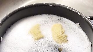 Kitten getting a bath ! So cute