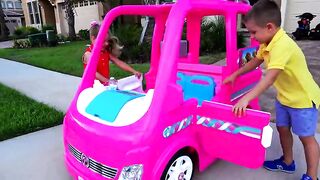 Diana and her Barbie car  Camping adventure_480p