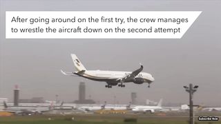 Airbus A350 Plane Landing In A Stormy Weather