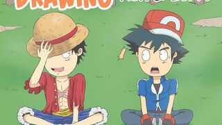 Drawing Luffy and Ash | Anime One Piece & Pokemon