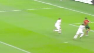 Bruno Fernandes cross flies past Cristiano Ronaldo’s head and into the net vs Uruguay
