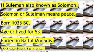 Prophet Suleman Soloman. Fact & Life