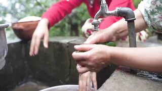 Chicken with Honey Sauce Recipe Cooked and Served with Rice in the Village