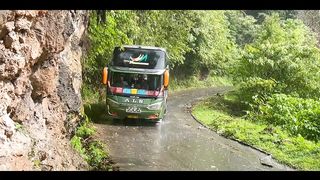 This is what happens when a bus and truck pass each other on the extreme route