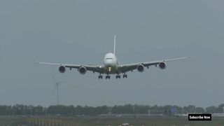 Emirates Airbus A380 Plane Crosswind Landing Amazing Video