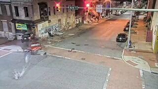 Fatal crash as fleeing car causes building
