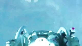 First jump from space to the earth. #new