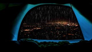 Sleep in the tent on a rainy day