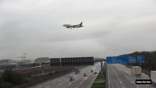 Condor Airlines Plane Crossing The Motorway Before Landing Amazing Video