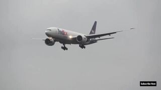 FedEx Airline Plane Crossing The Motorway Before Landing Amazing Video