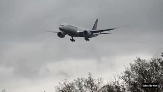 Lufthansa Cargo Boeing 777 Plane Crossing The Motorway Before Landing Amazing Video