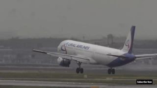 Ural Airlines Boeing 737 Plane Landing On Wet Runway Amazing Video