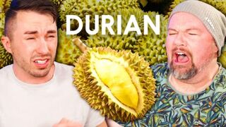 MEN TRY EATING DURIAN FRUIT FOR THE FIRST TIME~The World's Smelliest  Fruit