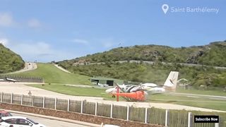 Air Antilles  DHC 6 Plane Colliding With a Parked Helicopter Amazing Video