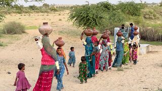 Very Tough Life Of Desert Women - Bringing Water From The Well By The Desert Woman
