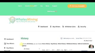 WhalesMining Live Deposit Free Bonus 100 GHs Earn Bitcoin Every Secend