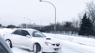 Car stunt on ice land