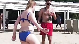 Prtty girls football game enjoy life beach