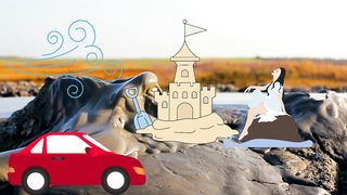 Car on beach sand