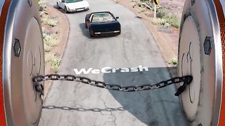 Cars Chain 2 Giant Bollards Crash - BeamNG Drive-R-RmSTTTnaw