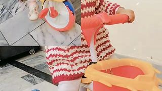 Baby enjoying and playing with cycle