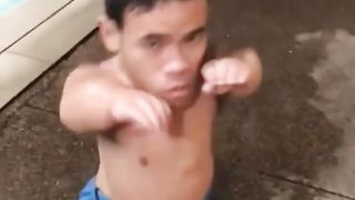 little dwarf show karate????( not my video ) #funny #funnyvideo #karatekid #funnyshorts #shorts