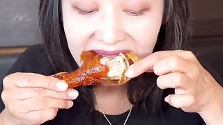 Not my Asian mom eating cheesy tteokbokki with spicy fried chicken when this happened… is this rizz
