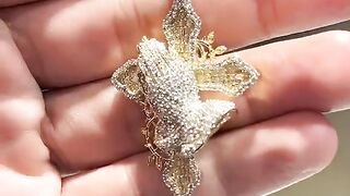 Solid Gold Franco & Real Diamond Praying Hands Set by Ijaz Jewelers