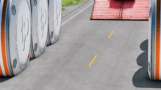Car vs 6 bollards