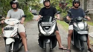 Type of person holding motorcycle brake