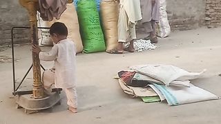 Villagers man