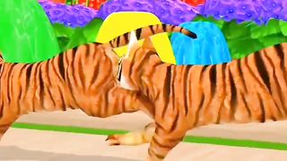 Fountain Cartoon Game 7#cow #hen #cat #lion #Diansour #gorila #bull #horse #elephant