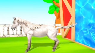 Fountain Cartoon Game 13#cow #hen #cat #lion #Diansour #gorila #bull #horse #elephant