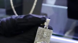 10K White Gold & Diamond $100 Bill Pendant