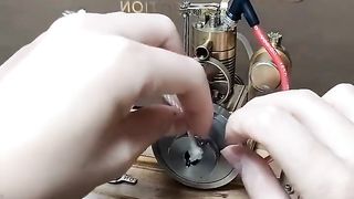 Vintage Hand Started Stirling Engine Model #motor #shorts #viral #machine #lifehacks